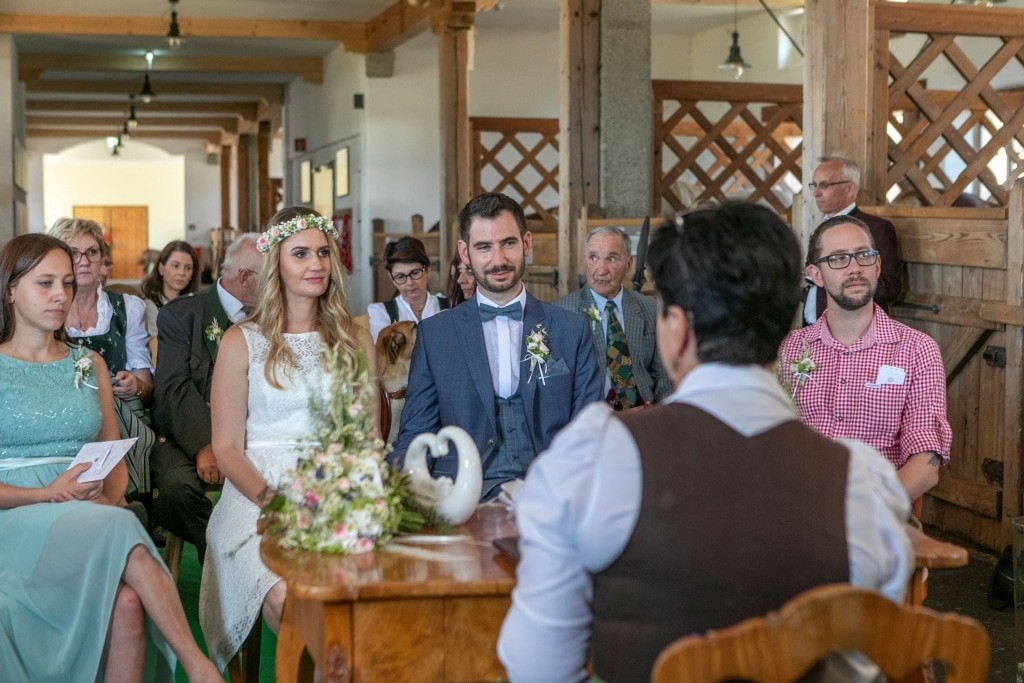 An intimate wedding ceremony in our main stable lane